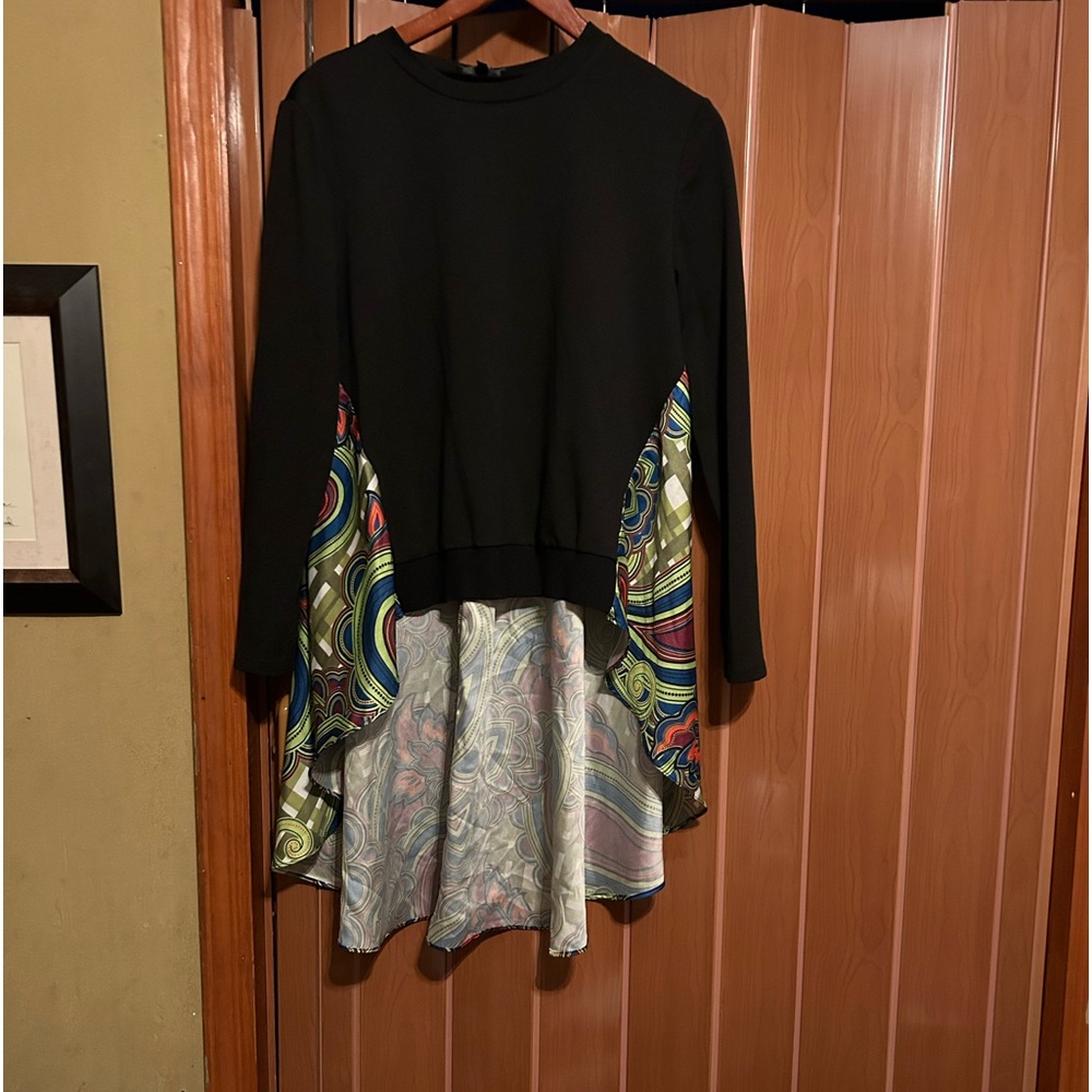 CQ by CQ stunning top. Black front multicolored back size medium NWOT